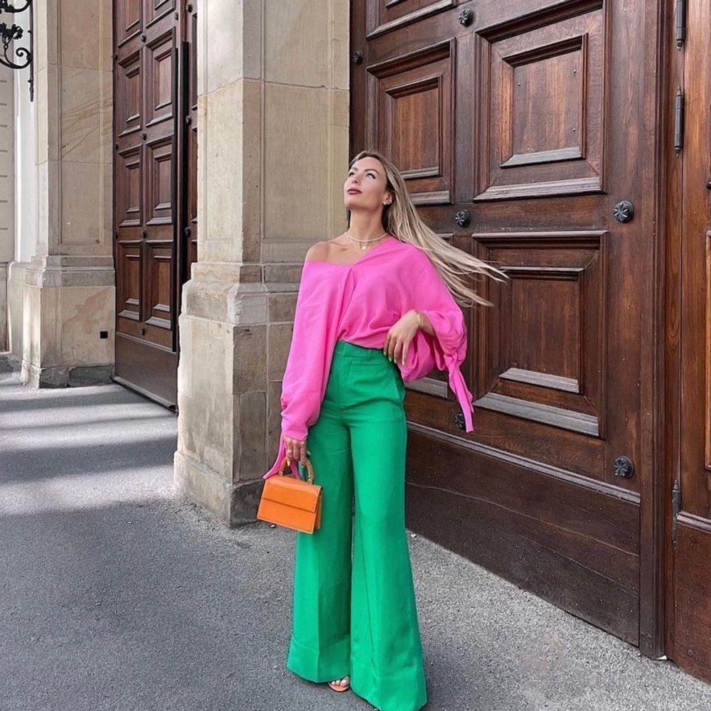 ZARA Flowy Blouse Top Ties New pink Barbiecore Barbie Core - Picture 6 of 11